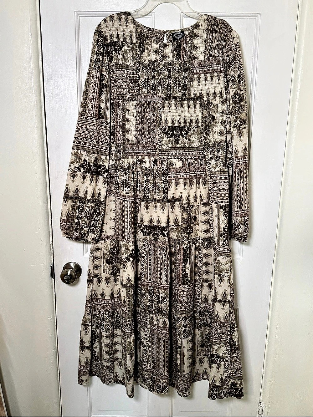 Cal Style Paisley Maxi Dress in Brown & Beige Size XL